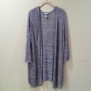 Catherines Knit Long Cardigan Womens Plus 1X Purple Open Front Beach Cover Up